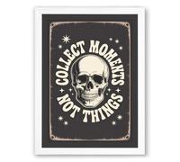 Collect Moments Not Things Vintage Framed Wall Art Print A1 (84.1×59.4cm) White, Wall Decor for Living Room, Bedroom, Office & Home, Ready to Hang, Art Gift
