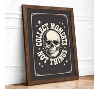 Collect Moments Not Things Vintage Framed Wall Art Print A1 Walnut