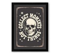 Collect Moments Not Things Vintage Framed Wall Art Print A3 (42×29.7cm) Black, Wall Decor for Living Room, Bedroom, Office & Home, Ready to Hang, Art Gift