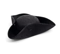 COLLECT PRESENT Distressed Black Faux Leather Pirate Tricorn Hat for Adults - Vintage Style Black Pirate Tricorn Hat for Men & Women