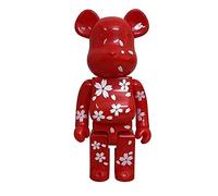 Collect Statues,28cm/11in Violent Bear Building Blocks Bear 400% Handmade Figurine Decoration A Collector's Item for Toy Lovers Children's Birthday Gift Gifts for boys and girls(Red)