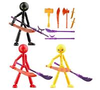 Collectable Action Figures Set, Collectable Assembleable Stickmans Figures Detachable, Motion Full Body Mechanical Doll, Jointed Movable, Full Body Poseability (3pcs ABC)