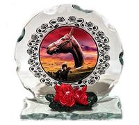 Collectable custom made to order Cut glass Red Rum plaque race horse for any occasion for the Horse lover