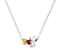 Peanuts Snoopy & Woodstock Heart Charm Necklace NF00747SRPL-18.PH