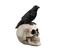 Collectable Raven Skeleton Figurine - Skull Decorations, Raven Statue on Skull, Halloween Table Home Decorations, Exquisite Perching Figurines