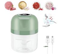 Collectale Usb Rechargebale Electric Garlic Grinder, 100ML/250ML Portable Mini Chopper Electric, Cordless Small Blender Food Processor, Electric Onion Meat Nut Chopper Vegetable Cutter (Green-250ML)