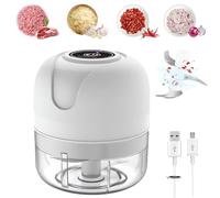 Collectale Usb Rechargebale Electric Garlic Grinder, 100ML/250ML Portable Mini Chopper Electric, Cordless Small Blender Food Processor, Electric Onion Meat Nut Chopper Vegetable Cutter (White-100ML)