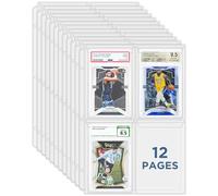 CollectHall Graded Card Sleeves, PSA Graded Card Slab Binder Pages for Storage & Display, Compatible with PSA, BGS, CGC Graded Sports Cards and One-Touch Magnetic Card Holders- 12 Pages
