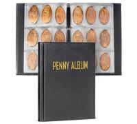 CollectHall Mini Pressed Penny Book, Penny Album Hoold 108 Coins, Portable Penny Holder For Collectors, Fit for Travel and Home Use, Black
