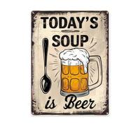 Collectible 12x16 Inch Metal Wall Plaque Featuring Todays Soup Is Beer Rustic Interior Design Touch Suits Living Room Or Study Indoor With Timeless Visual Character Wall Decor Accent