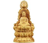 Collectible Buddha Statues For Home Decor Three Saints In The West Meditation Sculptures Ornaments Boxwood Figurine Home Office Decoration 424 (Color : Wood)