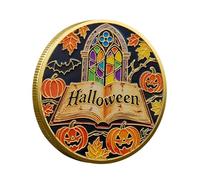 Collectible Coin - Halloween Owl Pirate Ship Metal Challenge | Vintage Display With Embossed Artwork, Antique Finish For Desk, Study Room, Bedroom, Living Room, Table, Celebration, Seasonal Display