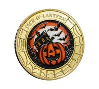 Collectible Coin, Halloween Trick or Treat Token, Embossed Design, 1 Piece Gold Finish, 1.57x0.12 inches Premium Keepsake Metal for Party Favor, Gift, Souvenir, Kids, Adults, Home Decor