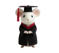 Collectible Felt Critter, Graduate Mouse, Wearing a Graduation and Gown, a to Attach Create Gift Tie Diploma, Holding or