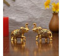 Collectible India Elephant Trunk Up Showpiece Decorative Items figurine for Home Decoration - Diwali Decoration Items for Home decor -Diwali Gift Gold Plated Statue Home/Office Table Living Room Decor