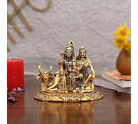 Collectible India Handcrafted Shiva Parvati Ganesh Idol Shiv Parivar Murti Statue Sculpture - Lord Shiva Idols Family Sitting On Nandi Showpiece Figurine for Home Office