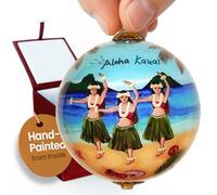 Collectible Kauai Hula Ornament Hand Painted Glass with Gift Box HU/K