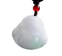 Collectible Master Natural Jade Smiling Buddha Maitreya Pendant Necklace