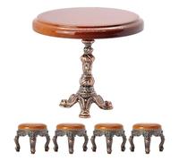 Collectible Miniature Coffee Table And Chair Set For Dollhouses Projects 1:12 Scale Retro Home Decors Miniature Scene Craft Table And Chairs