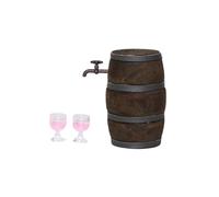 Collectible Miniature Wine Barrel with Wine Glass for 1/12 Dollhouse Cellar Scene Display and Craft Projects Decoration Dollhouse Furniture