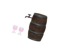 Collectible Miniature Wine Barrels With Wine Glass For 1/12 Doll House Cellar Scene Display And Craft Project Decoration Doll House Miniature Decorative Accessories