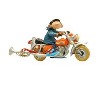 Collectible Plastoy figurine Gaston Lagaffe on his Sapetoku motorcycle (305)