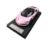 Collectible Race Car Model 1:18 For Ferrari SF90 Sports Car Mini Scale Alloy Car Model Collection Display Model Ornament Series Bedroom Decoration(Pink)