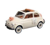 Collectible Race Car Model 1/18 For Fiat 500 L 1968 Ivory Wedding Alloy Car Model Miniature Home Decor Door Unopenable Bedroom Decoration
