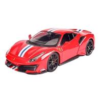 Collectible Race Car Model 1/24 For Ferrari 488Pista Sports Car Red Alloy Model Black Wheels Fashion Design Vehicle Collectible Bedroom Decoration