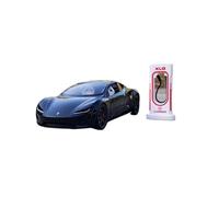 Collectible Race Car Model 1:24 For Tesla R Alloy Car Model Sound And Light Pull Back Convertible Sports Car Ornaments Toy Car Bedroom Decoration(Black)