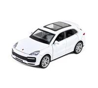 Collectible Race Car Model 1:32 For Porsche Cayenne Alloy Off-road Vehicle 6-door Car Sound And Light Pull Back Car Ornaments Bedroom Decoration(White)