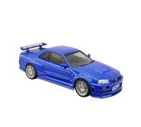 Collectible Race Car Model 1:43 For Nissan Skyline GT-R R34 Alloy Blue Car Model Supercar Model To Show To Friends As A Surprise Bedroom Decoration