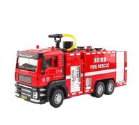 Collectible Race Car Model 1:50 For Alloy Engineering Vehicle Model Fire Truck Water Tanker Sprayer Ladder Fire Truck Family Toy Bedroom Decoration(Red A)