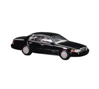 Collectible Race Car Model 1/64 For Ford Crown Victoria Metallic Silver Alloy Small Scale Car Model Classic Sedan Version Bedroom Decoration(Black)
