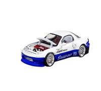 Collectible Race Car Model 1:64 For Mazda RX-7 Rocket Rabbit Open-Top Edition Large Tail Wing Alloy Model Realistic Decor Bedroom Decoration(Blue)