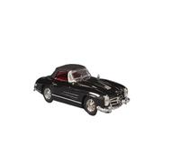 Collectible Race Car Model 1:64 For Mercedes-Benz 300SL Convertible Front And Rear Covers Can Be Opened Alloy Car Miniature Model Bedroom Decoration(Black)