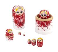 Collectible Russian Nesting Dolls 10pcs Wood Matryoshka Babushka Set Stacking Dolls Handcraft Folk Arts Desk Ornament Matryoshka Wood Figures
