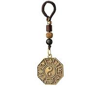 Collectible Statue Sculpture Figurine Craft Arts for Home, Office, a living room Keychain Pendant Chinese Taoism Brass Tai Chi Bagua Car Key Backpack Pendant Good Luck Jewelry + Hand Woven Rope, Brass