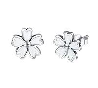 Collection 925 Sterling Silver White Enamel Daisy Flower Stud Earrings For Women Earrings Silver Jewelry