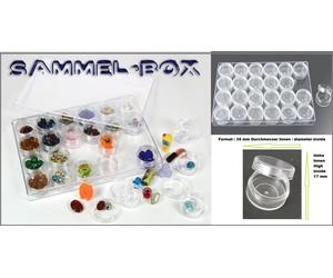 Collection Boxes Minerals Acrylic XL + 24 Round Cans 35mm Safe 5252 240x160x25
