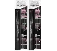 Collection Cosmetics Fast Stroke Gel Eyeliner & Brush Duo, Ultra-pigmented, Waterproof, Black (Pack of 2)
