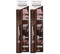 Collection Cosmetics Fast Stroke Gel Eyeliner & Brush Duo, Ultra-pigmented, Waterproof, Brown (Pack of 2)