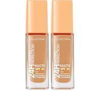 Collection Cosmetics Lasting Perfection Matte Foundation, Full Coverage, Anti-Ageing Effect, 24 Hour Wear, SPF 30, Contains Niacinamide, 27ml, Maple Warm (Pack of 2)
