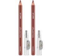 Collection Cosmetics Long-Lasting Lip Liner Pencil with Sharpener, Caramel (Pack of 2)