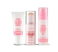 Collection Cosmetics Prime & Set Dewy Bundle, Glass Skin Effect, 1 x 5g Glass Skin Highlight Stick Shade Champagne, 1 x 20ml Hydra Glow Primer, 1 x 80ml Hydra Grip Setting Spray
