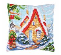 Collection d'Art 5244 Fairy House Cross Stitch Cushion, Cotton, Multi-Colour, 40 x 40 cm