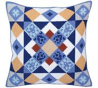 Collection d'Art 5334 Majolica Cross Stitch Cushion, Cotton, Multi-Colour, 40 x 40 cm