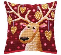 Collection d'Art 5390 Christmas Cake Cross Stitch Cushion, Cotton, Multi-Colour, 40 x 40 cm