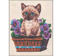 Collection D'Art Cat in Flower Basket 2" Tapestry Kit, 100% Cotton, Multi-Colour, 20 x 25 x 0.1 cm