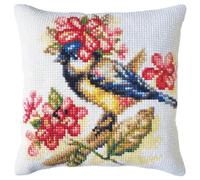 Collection D'Art CDA Stamped Cross Stitch kit Cushion Titmouse, 40x40cm, DIY